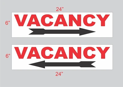 $14.36 • Buy 2- VACANCY Signs 6 X24  Directional Road Street Yard For Hotel Motel Apartment