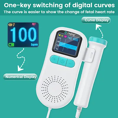 Fetal Baby Doppler Detector Heart Beat Rate Ultrasonic Probe Prenatal Monitors • £15.99