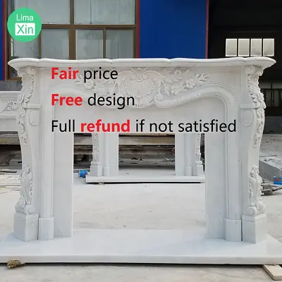 Hand Carved French Style White Louis Marble Fireplace Mantelmarble Mantle Lmx • $2337