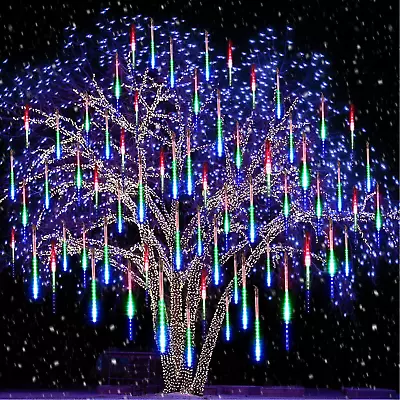 Meteor Shower Lights Outdoor 11.8 Inch 8 Tubes 192 LED Snowfall Lights • $13.95