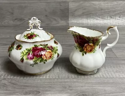 Royal Albert Old Country Roses Small Milk Jug & Lidded Sugar Bowl England • £39.99