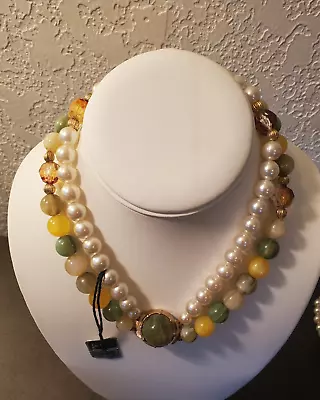 Vintage Coro Layered  Pearl Beaded Necklace Mid Century Jewelry New With Tag #2 • $5