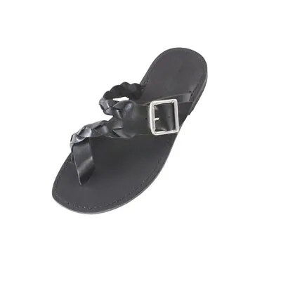 Flip-Flops Men's Leather Sandals Leather Slippers Summer Shoes Salento Black • £78.68