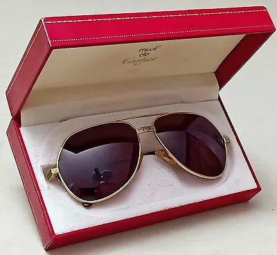 $599 • Buy Vintage Cartier Vendome Santos Sunglasses Size 59-14 Original Brown Lenses