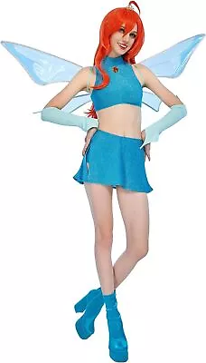 Winx Club Womens Bloom Cosplay Costume Outfit Top Skirt A Pair Of Wings Large • $64