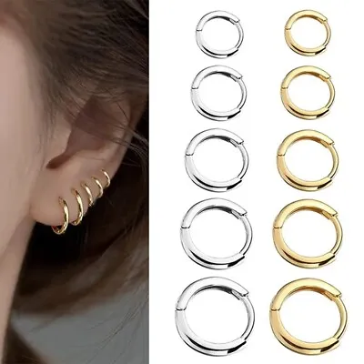 Pair Hoop Earrings Hypoallergenic Stainless Steel Small Huggie Earrings Women Uk • £3.79