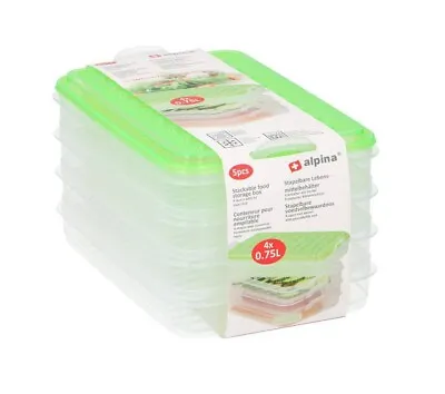 £8.99 • Buy Lunch Sandwich Box Stackable Food Containers Multi-coloured Flexible Seal 4 Pack