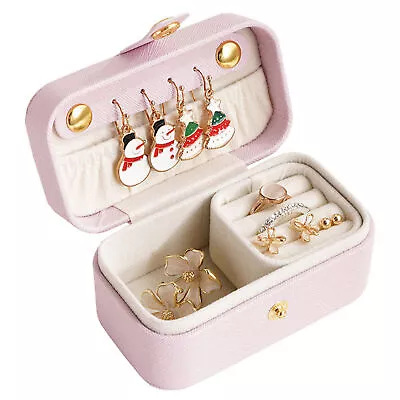 Portable Mini Jewelry Box Organizer PU Leather Jewelry Storage Case Travel AU • $13.59