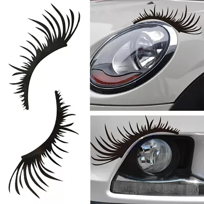 2X Glossy Black Eyelashes Vinyl Decal Stickers Universal For Headlight Fog Light • $11.99