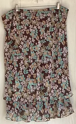 Womens Size 18WP Multicolor Floral Midi Skirt KSL • $14