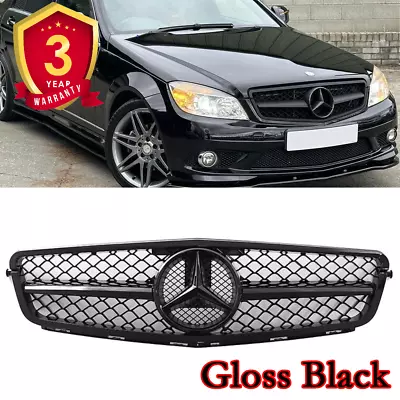 AMG Style Gloss Black Grille For Mercedes Benz C-Class W204 C300 C350 2008-2014 • $62.06