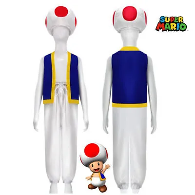 Super Mario Bros Toad Cosplay Party Costume Kids Fancy Dress Performance Outfits • £22.59