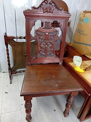 Victorian Heavily Carved Hall Chair • £99