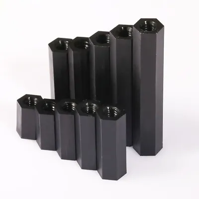 £1.19 • Buy Black Nylon Hex Column M3 M4 Female Thread Spacers Standoff Screws/Nuts Pillars