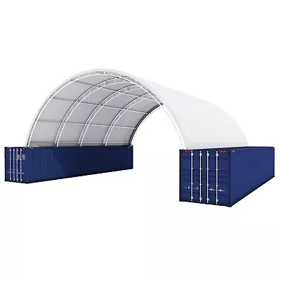 40x40x15 DOUBLE TRUSS 22OZ PVC SHIPPING CONTAINER SHELTER COVER ROOF CONEX BOX • $5400