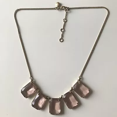 NEW J.Crew Brass And 5 Square Rectangle Cut Light Pink Pendant Necklace Jcrew • $15