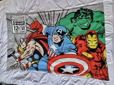 Superhero Marvel AVENGERS Fleece Throw Blanket 100x160cm - Great Condition • £0.99