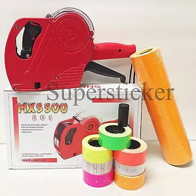 MX-5500 EOS 8 Digits Price Tag Gun Labeler Labeller + 5000 ORANGE Labels +1 Ink • $24.95