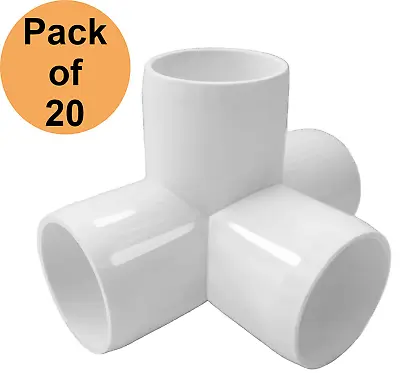 PVC FORTS 1/2 Inch 4 Way Tee PVC Fitting Elbow Connector White (Pack Of 20) • $29.99