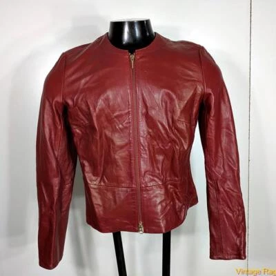 $69.99 • Buy VS2 VAKKO Cropped Lambskin LEATHER Biker Jacket Womens Size S Turkey Red