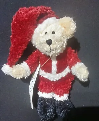 Boyds Tan Teddy Bear Uncle Beans Huggle Fluffs Santa Suit Plush Stuffed Animal • $16.99