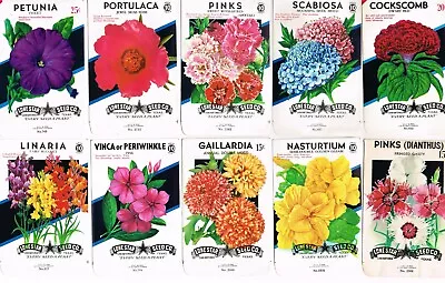 10 Diff Vintage Seed Packet Lot Nos 1950s Flowers Garden Texas General Store #7 • £8.50