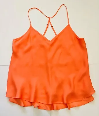 E By Eloise 100% Silk Adjustable Orange Spaghetti Strap Top Women's-M • $19.99