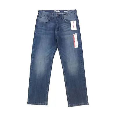 Wrangler Jeans Mens 100% Authentic Regular Fit Flex Jean In Steel Blue • $32.99