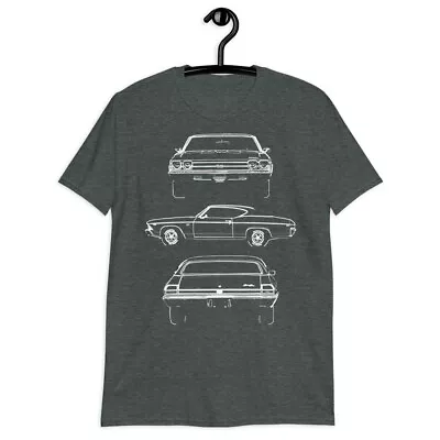 1969 Chevelle SS 396 Muscle Car Owner Gift Outline Art Short-Sleeve T-Shirt • $27