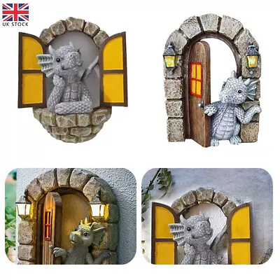 Garden Dragon Statue Outdoor Decor Courtyard Sculpture Window Art Resin Wall UK • £14.19