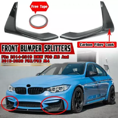 For 15-18 BMW M3 M4 F80 F82 Carbon Fiber Style Front Bumper Splitter Spoiler Lip • $52.99