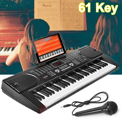 61 Key Music Electronic Keyboard Electric Digital Piano Organ W/ Stand & Mic • $61.81