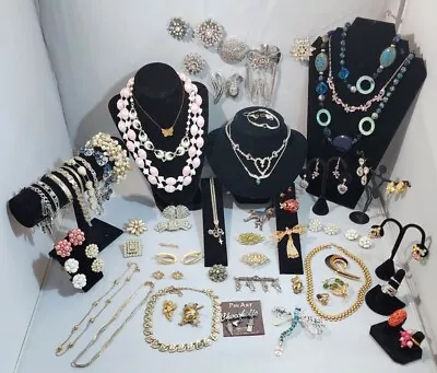 Vintage Signed & Un Costume Jewelry Lot Triffari Coro Monet  Yosca Sarah Avon  • $350