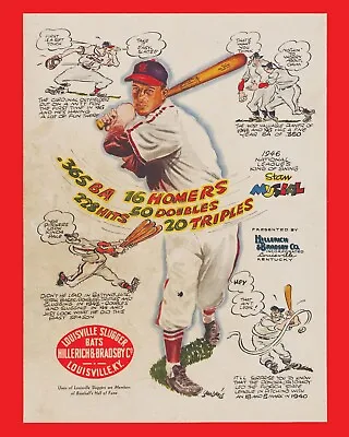 Stan Musial Bat Advertising 1950s Program Mouse Pad Poster 7 3/4  X 9  • $12.95