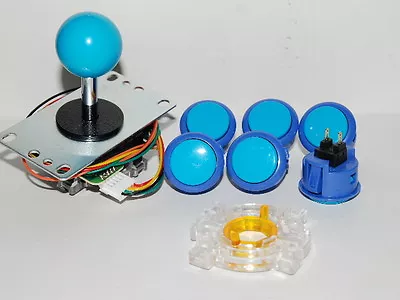 $38.60 • Buy Japan Sanwa Buttons Mix Dark Blue & Blue X 6 W/ Joystick Blue & GTY Arcade Parts