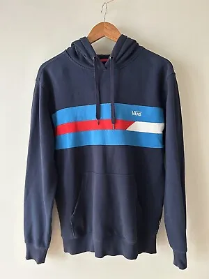 Vans 2017 Hoodie Size Small Blue Red Stripe Cotton Skateboarding Casual Skate • £19.95