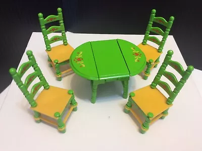 Mattel 1980 “The Littles” Dollhouse Diecast Metal Kitchen Table W/ 4 Chairs • $14.99