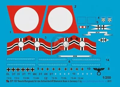 Peddinghaus 1/200 Bismarck Battleship Markings (w/Floatplane) (Trumpeter) 1557 • $26.73