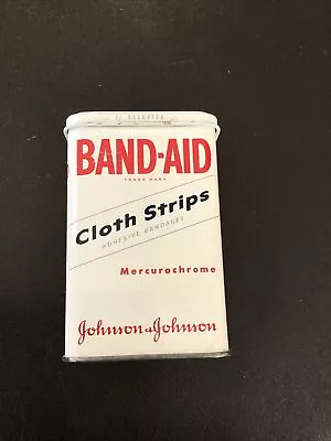 Vintage Johnson & Johnson Band-Aid Metal Box Tin  Cloth Strips 1950s • $14.99