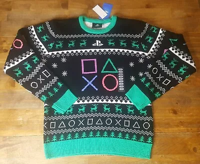 New Geeknet PlayStation Symbols Ugly Christmas Holiday Sweater Size Large • $45