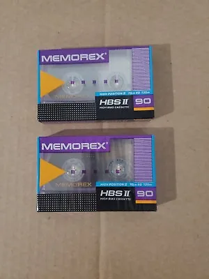 Memorex HBS II 90 High Bias Type II SEALED Blank Audio Cassette Tapes-  LOT Of 2 • $11.90