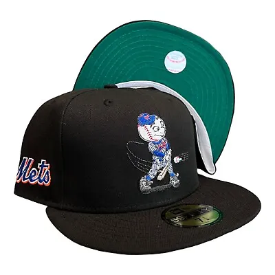 New Era New York Mets Mr Met Mascot Pack 59FIFTY Fitted Hat Cap Black Size 7 3/8 • $64.94