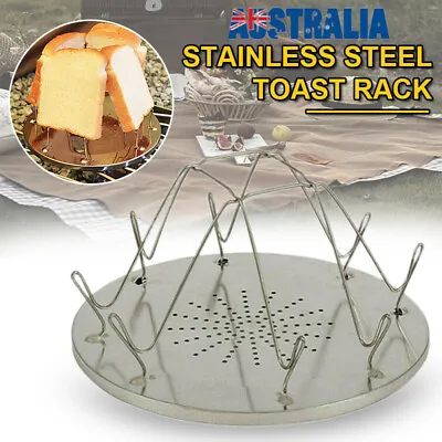 $12.98 • Buy 4 Slice Round Toaster Rack Grill Stainless Steel Camping Bread Toast Tray