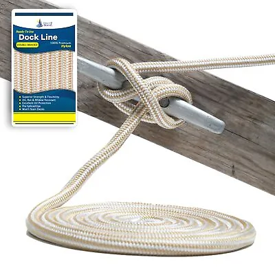 5/8  X 30' - Gold/White (2 Pack) Durable Double Braided Nylon Dock Line - For • $79.76