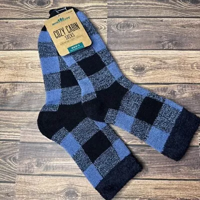 Northeast Outfitters Mens Cozy Cabin Socks Buff Check Crew NWT Size Large (Navy) • $11