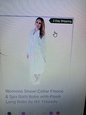 NY Threads Womans Fleece Bathrobe Shawl Collar Soft Plush Spa Robe X-Large • $19.26
