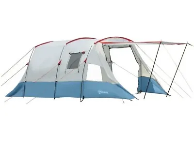 Outsunny 6-8 Person Tunnel Tent - Two-room Camping Tent With Carry Bag - Blue • £88
