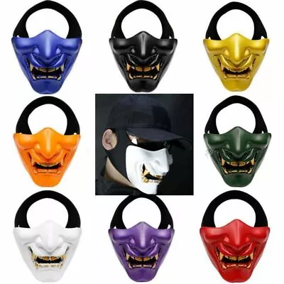 Monster Kabuki Samurai Half Face Tactical Airsoft Evil Hannya Oni Noh Mask • $13.59