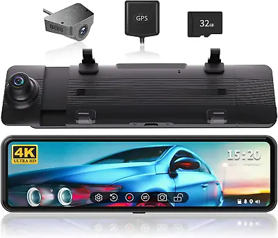 $199.55 • Buy REDTIGER Mirror Dash Cam Backup Camera 11''UHD 4K Front And 1080P Rear View Mirr