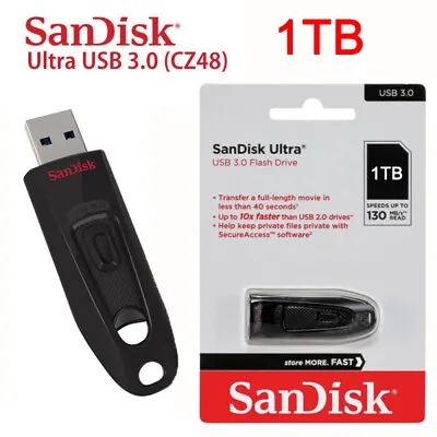 £8.99 • Buy USB 3.0 Flash Drive SanDisk Ultra CZ48 1TB Memory Stick Pen